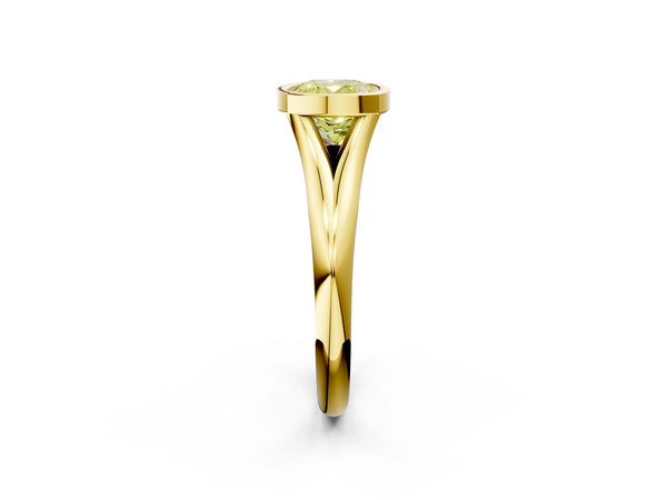 Yellow Gold Cushion Cut Bezel Solitaire Engagement Ring Setting for Fancy Yellow Center