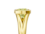 Yellow gold Bezel Set Fancy Yellow Cushion  Solitaire Diamond Ring with Smooth Band