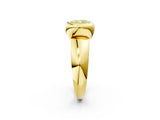 Yellow gold Bezel Set Fancy Yellow Cushion  Solitaire Ring with Wide Band 3