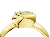 Yellow gold Bezel Set Fancy Yellow Cushion  Solitaire Ring with Wide Band 5