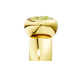 Yellow gold Bezel Set Fancy Yellow Cushion  Solitaire Ring with Wide Band