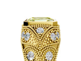 Yellow gold Bezel Set Fancy Yellow Emerald Cut Diamond Milgrain Band Ring_5