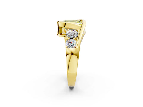 Yellow gold Bezel Set Fancy Yellow Emerald Cut Diamond Split Shank Ring_2
