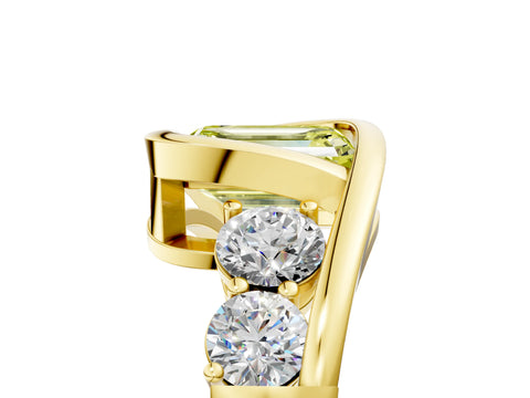 Yellow gold Bezel Set Fancy Yellow Emerald Cut Diamond Split Shank Ring_5