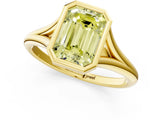 Yellow gold Bezel Set Fancy Yellow Emerald  Cut Solitaire Ring with Tapered Band 3