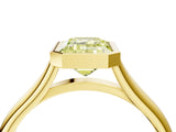 Yellow gold Bezel Set Fancy Yellow Emerald  Cut Solitaire Ring with Tapered Band