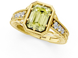 Yellow gold Bezel Set Fancy Yellow Emerald  Diamond Milgrain Pave Engagement Ring_34
