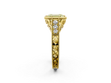 Yellow gold Bezel Set Fancy Yellow Emerald  Diamond Milgrain Pave Engagement Ring_35