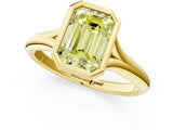 Yellow gold Bezel Set Fancy Yellow Emerald  Solitaire Diamond Ring with Smooth Band 1