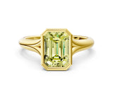 Yellow gold Bezel Set Fancy Yellow Emerald  Solitaire Diamond Ring with Smooth Band