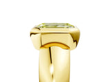Yellow gold Bezel Set Fancy Yellow Emerald  Solitaire Ring with Wide Band