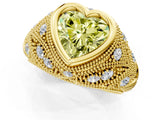 Yellow gold Bezel Set Fancy Yellow Heart Cut Diamond Milgrain Band Ring_1
