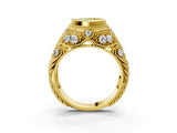 Yellow gold Bezel Set Fancy Yellow Heart Cut Diamond Milgrain Band Ring_3