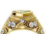 Yellow gold Bezel Set Fancy Yellow Heart Cut Diamond Milgrain Band Ring_4