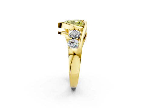Yellow gold Bezel Set Fancy Yellow Heart Cut Diamond Split Shank Ring_2