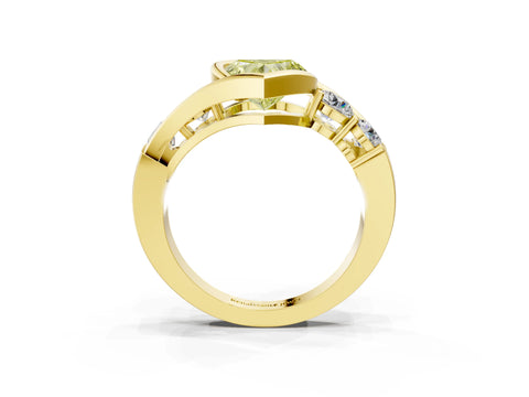 Yellow gold Bezel Set Fancy Yellow Heart Cut Diamond Split Shank Ring_3