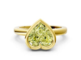 Yellow gold Bezel Set Fancy Yellow Heart Cut Solitaire Engagement Ring with Classic Band