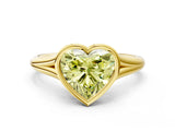 Yellow gold Bezel Set Fancy Yellow Heart  Cut Solitaire Ring with Tapered Band