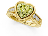 Yellow gold Bezel Set Fancy Yellow Heart  Diamond Milgrain Pave Engagement Ring_34