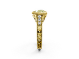 Yellow gold Bezel Set Fancy Yellow Heart  Diamond Milgrain Pave Engagement Ring_35