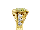 Yellow gold Bezel Set Fancy Yellow Heart  Diamond Milgrain Pave Engagement Ring_38