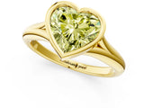 Yellow gold Bezel Set Fancy Yellow Heart  Solitaire Diamond Ring with Smooth Band 2