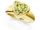 Yellow gold Bezel Set Fancy Yellow Heart  Solitaire Ring with Wide Band 1