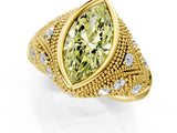 Yellow gold Bezel Set Fancy Yellow Marquise Cut Diamond Milgrain Band Ring_1