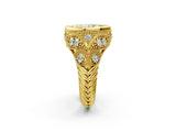 Yellow gold Bezel Set Fancy Yellow Marquise Cut Diamond Milgrain Band Ring_2