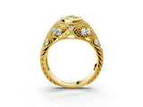 Yellow gold Bezel Set Fancy Yellow Marquise Cut Diamond Milgrain Band Ring_3