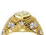 Yellow gold Bezel Set Fancy Yellow Marquise Cut Diamond Milgrain Band Ring_4