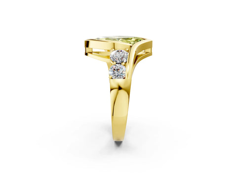 Yellow gold Bezel Set Fancy Yellow Marquise Cut Diamond Split Shank Ring_2