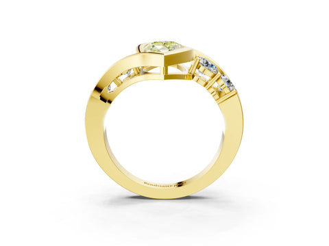 Yellow gold Bezel Set Fancy Yellow Marquise Cut Diamond Split Shank Ring_3