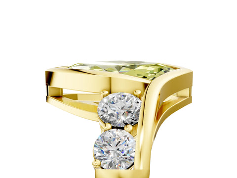Yellow gold Bezel Set Fancy Yellow Marquise Cut Diamond Split Shank Ring_5