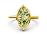 Yellow gold Bezel Set Fancy Yellow Marquise Cut Solitaire Engagement Ring with Classic Band