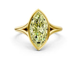 Yellow gold Bezel Set Fancy Yellow Marquise  Cut Solitaire Ring with Tapered Band 1