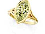 Yellow gold Bezel Set Fancy Yellow Marquise  Cut Solitaire Ring with Tapered Band 2