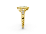 Yellow gold Bezel Set Fancy Yellow Marquise  Diamond Milgrain Pave Engagement Ring_2