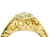 Yellow gold Bezel Set Fancy Yellow Marquise  Diamond Milgrain Pave Engagement Ring_4