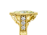 Yellow gold Bezel Set Fancy Yellow Marquise  Diamond Milgrain Pave Engagement Ring_5