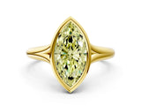 Yellow gold Bezel Set Fancy Yellow Marquise  Solitaire Diamond Ring with Smooth Band 1