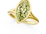 Yellow gold Bezel Set Fancy Yellow Marquise  Solitaire Diamond Ring with Smooth Band 2