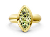 Yellow gold Bezel Set Fancy Yellow Marquise  Solitaire Ring with Wide Band