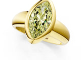 Yellow gold Bezel Set Fancy Yellow Marquise  Solitaire Ring with Wide Band_1