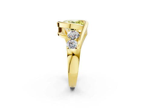 Yellow gold Bezel Set Fancy Yellow Oval Cut Diamond Split Shank Ring_2