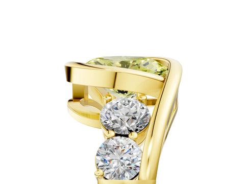 Yellow gold Bezel Set Fancy Yellow Oval Cut Diamond Split Shank Ring_5