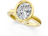 Yellow gold Bezel Set Fancy Yellow Oval Cut Solitaire Engagement Ring with Classic Band_1