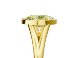 Yellow gold Bezel Set Fancy Yellow Oval  Cut Solitaire Ring with Tapered Band 1