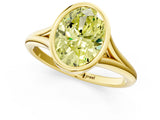 Yellow gold Bezel Set Fancy Yellow Oval  Cut Solitaire Ring with Tapered Band 3