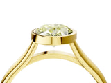 Yellow gold Bezel Set Fancy Yellow Oval  Cut Solitaire Ring with Tapered Band
